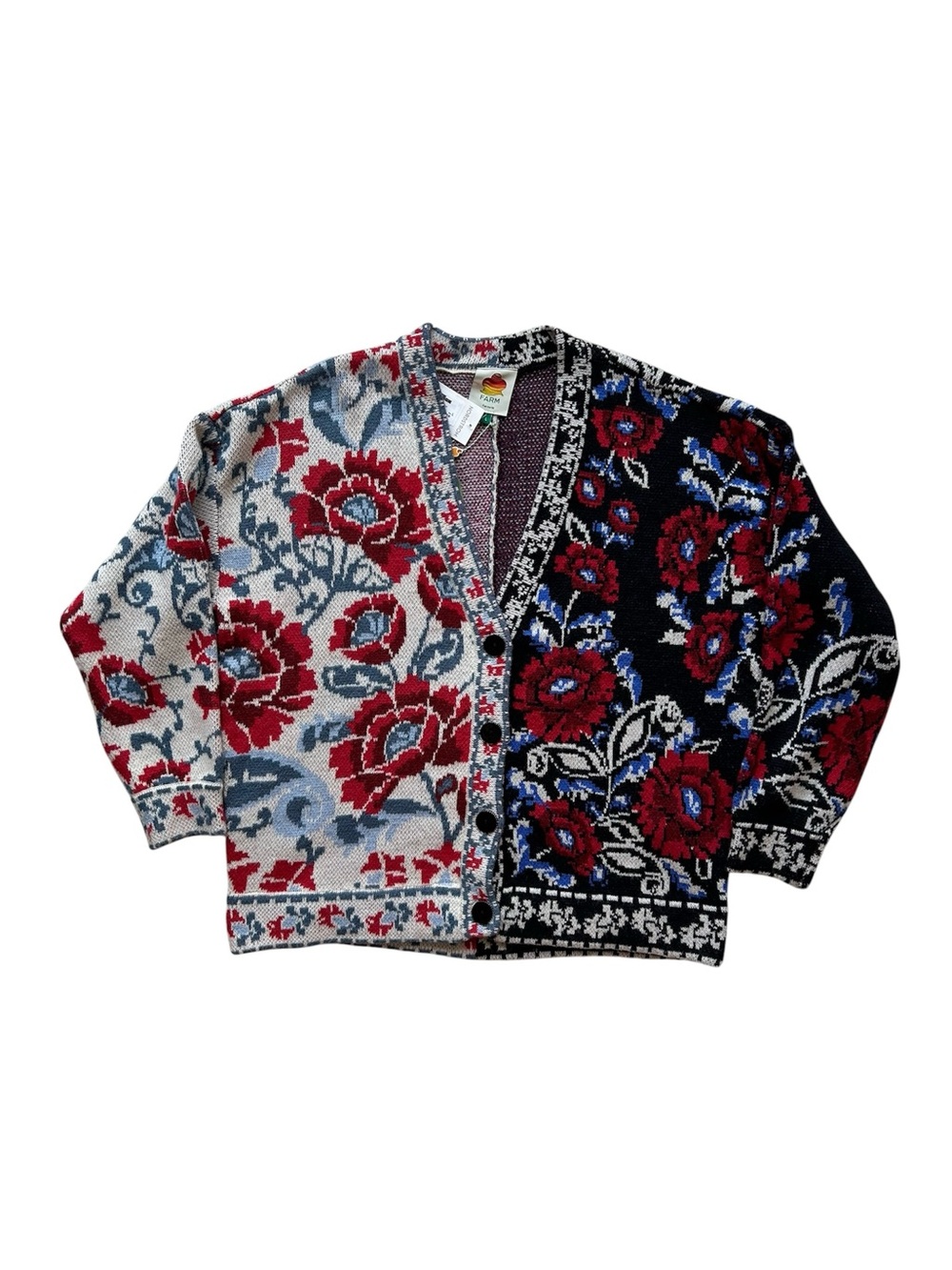 FARM Rio Mixed Valentina Floral Cardigan Size Large NWT Oversized - Picture 3 of 7